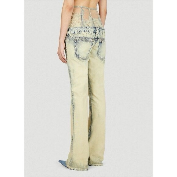 Diesel 1969 D-Ebbey-Fsc 068GP Jeans Slim Ivory W 24 Denim Corset Lace Bootcut - Picture 3 of 16